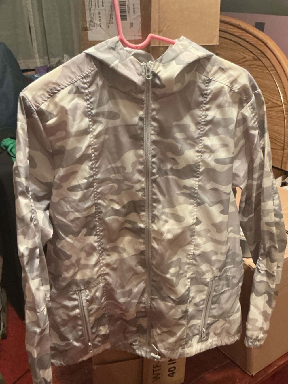 Tuzin Light Gray Camo Hooded Windbreaker